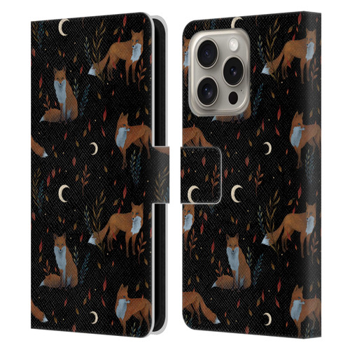 Episodic Drawing Art Foxes Pattern Leather Book Wallet Case Cover For Apple iPhone 16 Pro
