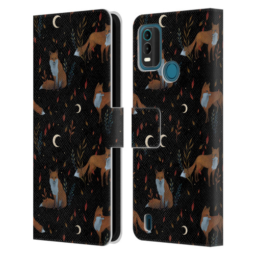 Episodic Drawing Art Foxes Pattern Leather Book Wallet Case Cover For Nokia G11 Plus