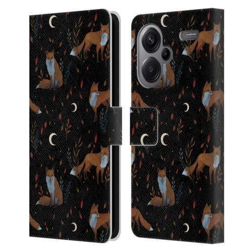Episodic Drawing Art Foxes Pattern Leather Book Wallet Case Cover For Xiaomi Redmi Note 13 Pro Plus 5G