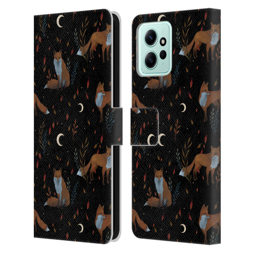 Episodic Drawing Art Foxes Pattern Leather Book Wallet Case Cover For Xiaomi Redmi 12