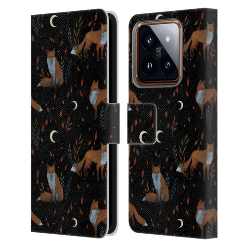 Episodic Drawing Art Foxes Pattern Leather Book Wallet Case Cover For Xiaomi 14