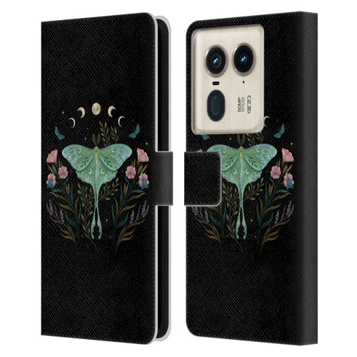 Episodic Drawing Illustration Animals Moth and Flowers Leather Book Wallet Case Cover For Motorola Edge 50 Ultra/X50 Ultra