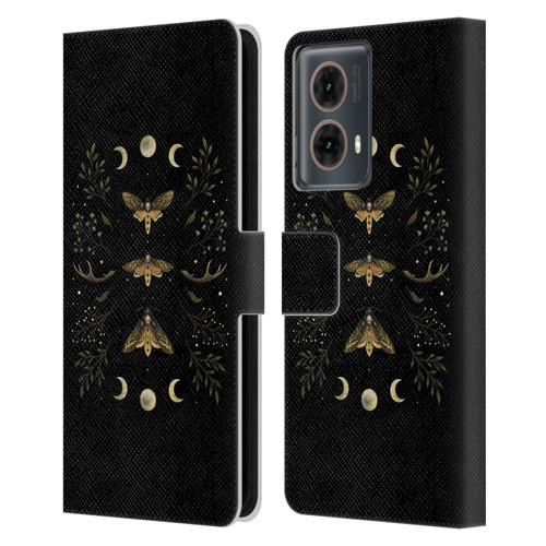 Episodic Drawing Illustration Animals Death Head Moth Night Leather Book Wallet Case Cover For Motorola Moto G85