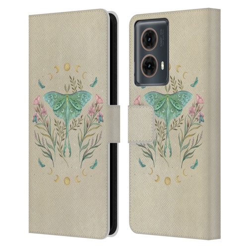 Episodic Drawing Illustration Animals Moth, Butterflies, & Flowers Leather Book Wallet Case Cover For Motorola Moto G85
