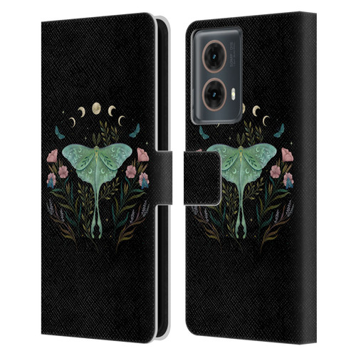 Episodic Drawing Illustration Animals Moth and Flowers Leather Book Wallet Case Cover For Motorola Moto G85