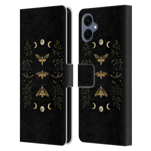 Episodic Drawing Illustration Animals Death Head Moth Night Leather Book Wallet Case Cover For Samsung Galaxy A06 4G