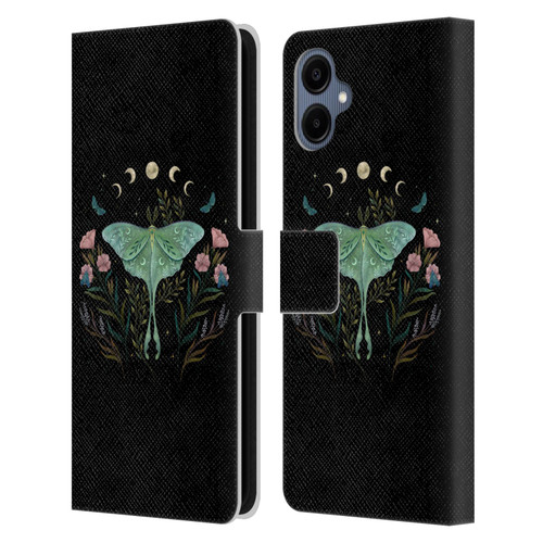 Episodic Drawing Illustration Animals Moth and Flowers Leather Book Wallet Case Cover For Samsung Galaxy A06 4G