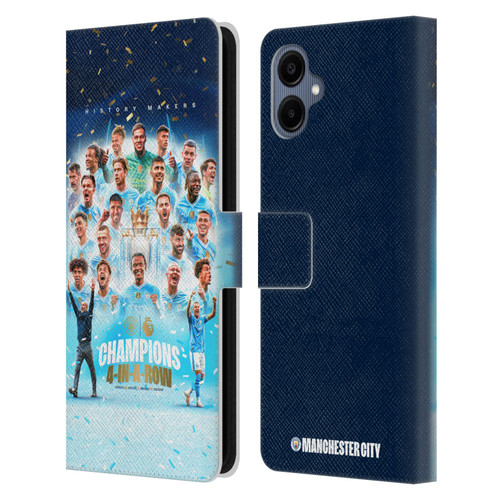 Manchester City Man City FC 2024 Premier League Champions Team Poster Leather Book Wallet Case Cover For Samsung Galaxy A06 4G