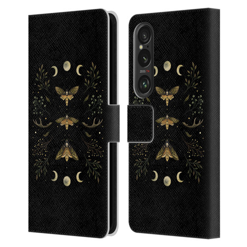 Episodic Drawing Illustration Animals Death Head Moth Night Leather Book Wallet Case Cover For Sony Xperia 1 VI 5G
