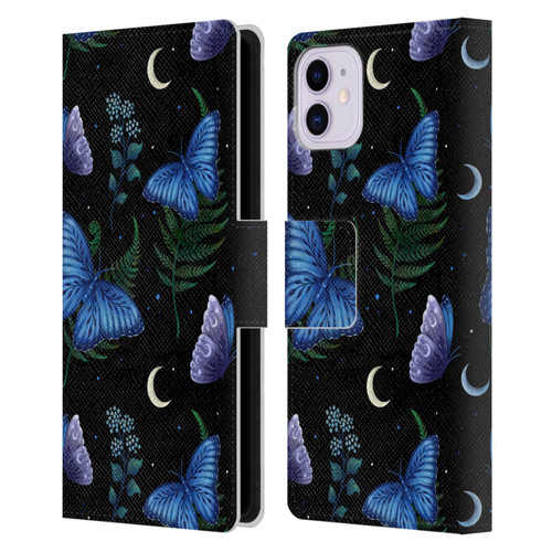 Episodic Drawing Pattern Blue Morpho Butterfly Leather Book Wallet Case Cover For Apple iPhone 11