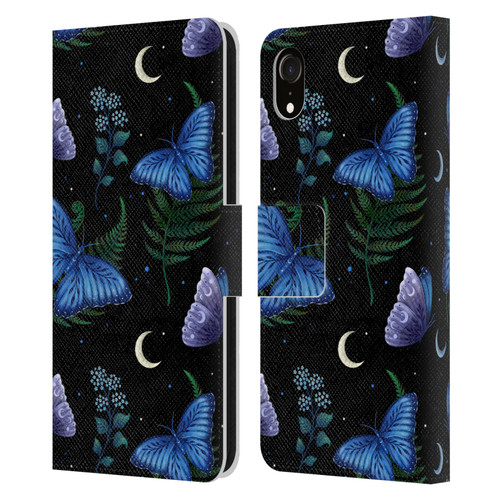 Episodic Drawing Pattern Blue Morpho Butterfly Leather Book Wallet Case Cover For Apple iPhone XR
