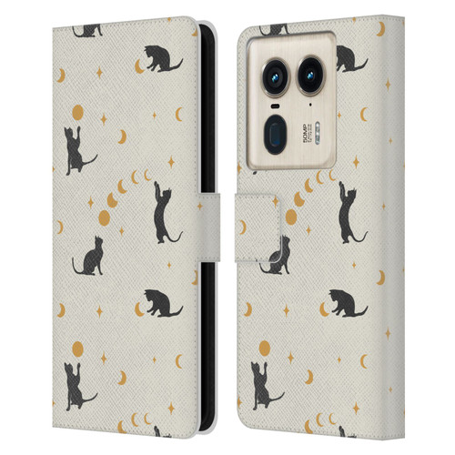 Episodic Drawing Pattern Cat And Moon Leather Book Wallet Case Cover For Motorola Edge 50 Ultra/X50 Ultra