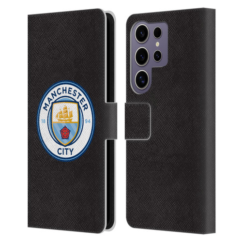 Manchester City Man City FC Badge Black Full Colour Leather Book Wallet Case Cover For Samsung Galaxy S25 Ultra