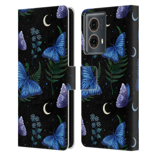 Episodic Drawing Pattern Blue Morpho Butterfly Leather Book Wallet Case Cover For Motorola Moto G85