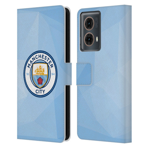 Manchester City Man City FC Badge Geometric Blue Full Colour Leather Book Wallet Case Cover For Motorola Moto G85