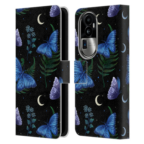 Episodic Drawing Pattern Blue Morpho Butterfly Leather Book Wallet Case Cover For OPPO Reno10 Pro+