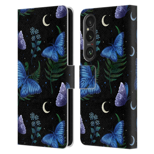 Episodic Drawing Pattern Blue Morpho Butterfly Leather Book Wallet Case Cover For Sony Xperia 1 VI 5G