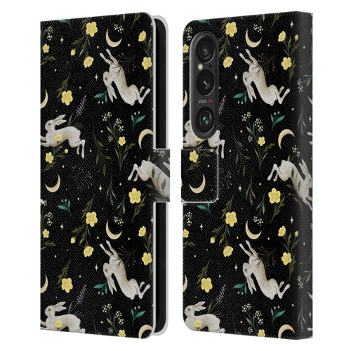 Episodic Drawing Pattern Bunny Night Leather Book Wallet Case Cover For Sony Xperia 1 VI 5G