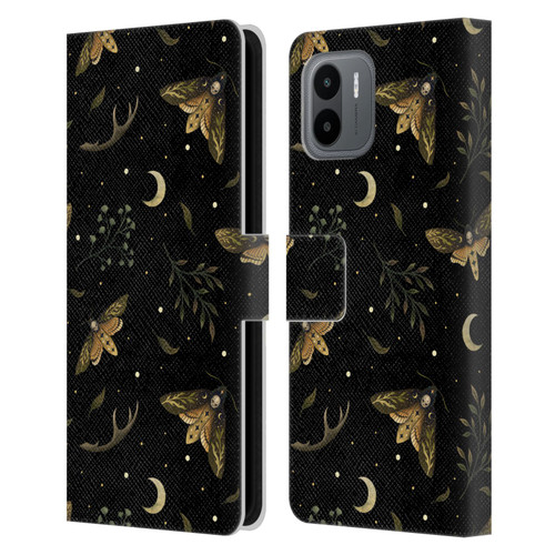 Episodic Drawing Pattern Death Head Moth Leather Book Wallet Case Cover For Xiaomi Redmi A2
