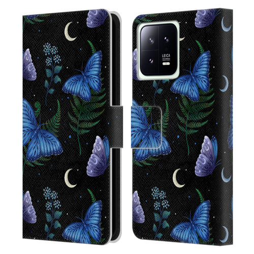 Episodic Drawing Pattern Blue Morpho Butterfly Leather Book Wallet Case Cover For Xiaomi 13 5G