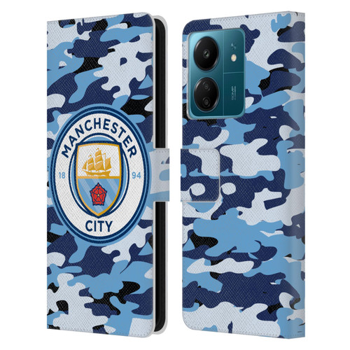 Manchester City Man City FC Badge Camou Blue Moon Leather Book Wallet Case Cover For Xiaomi Redmi 13C 4G