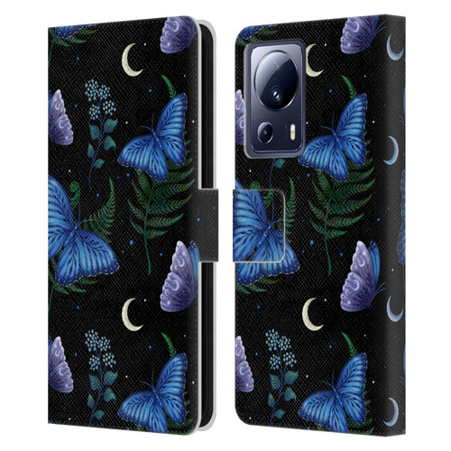 Episodic Drawing Pattern Blue Morpho Butterfly Leather Book Wallet Case Cover For Xiaomi 13 Lite 5G