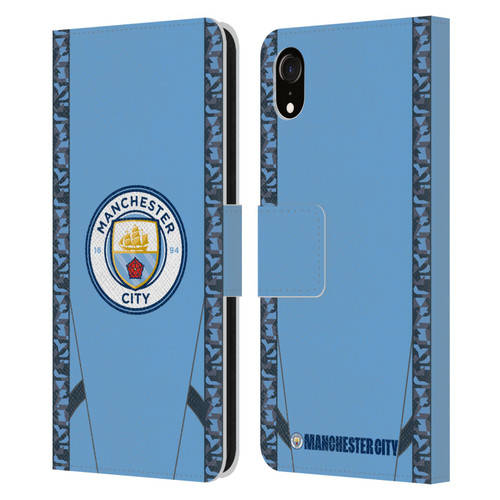 Manchester City Man City FC 2024/25 Badge Kit Home Leather Book Wallet Case Cover For Apple iPhone XR