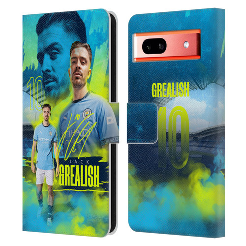 Manchester City Man City FC 2024/25 First Team Jack Grealish Leather Book Wallet Case Cover For Google Pixel 7a