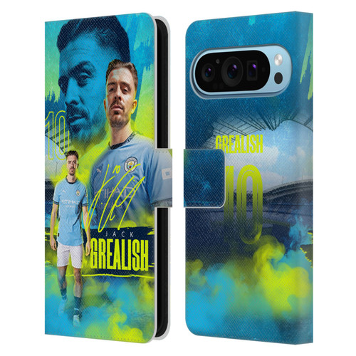 Manchester City Man City FC 2024/25 First Team Jack Grealish Leather Book Wallet Case Cover For Google Pixel 9 / Pixel 9 Pro