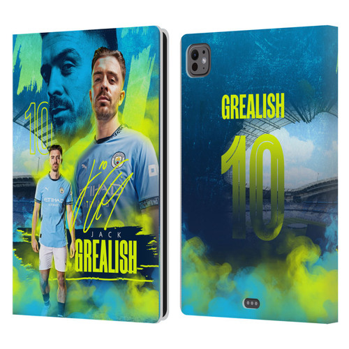 Manchester City Man City FC 2024/25 First Team Jack Grealish Leather Book Wallet Case Cover For Apple iPad Pro 11 M4 2024