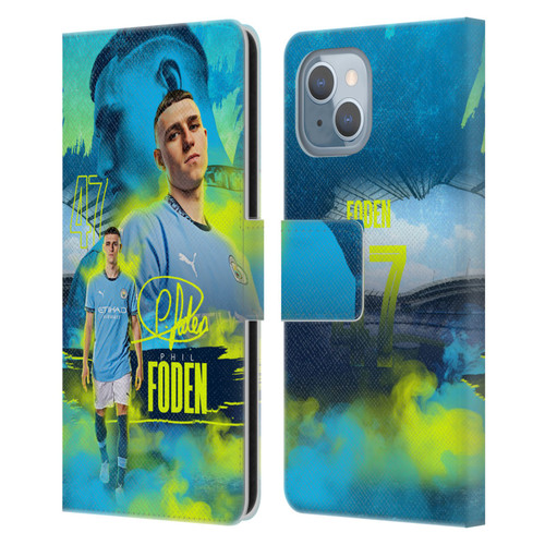 Manchester City Man City FC 2024/25 First Team Phil Foden Leather Book Wallet Case Cover For Apple iPhone 14
