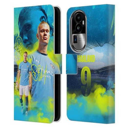Manchester City Man City FC 2024/25 First Team Erling Haaland Leather Book Wallet Case Cover For OPPO Reno10 Pro+