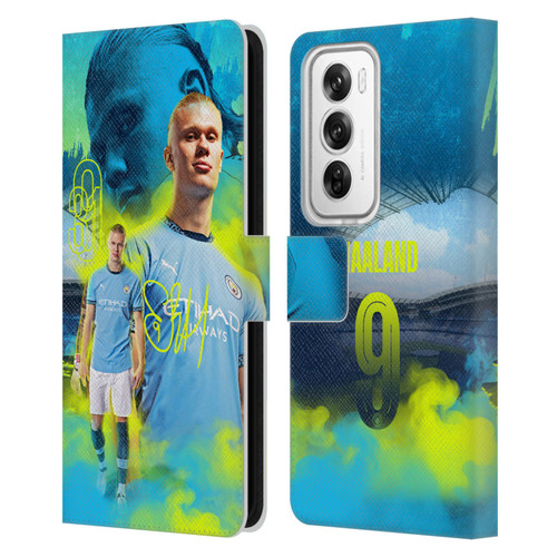 Manchester City Man City FC 2024/25 First Team Erling Haaland Leather Book Wallet Case Cover For OPPO Reno12 Pro 5G