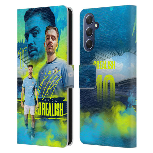 Manchester City Man City FC 2024/25 First Team Jack Grealish Leather Book Wallet Case Cover For Samsung Galaxy M54 5G