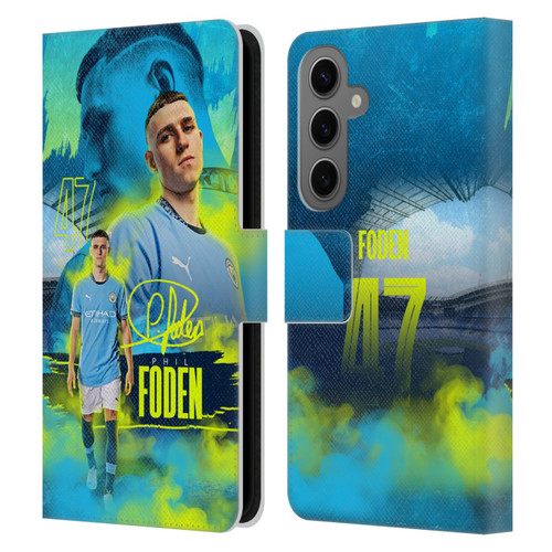 Manchester City Man City FC 2024/25 First Team Phil Foden Leather Book Wallet Case Cover For Samsung Galaxy S25