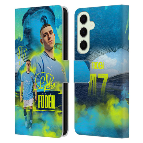 Manchester City Man City FC 2024/25 First Team Phil Foden Leather Book Wallet Case Cover For Samsung Galaxy S25+
