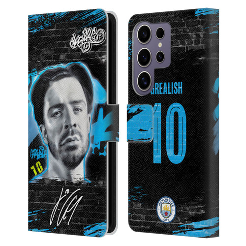 Manchester City Man City FC Graffiti Collection by Murwalls Jack Grealish Leather Book Wallet Case Cover For Samsung Galaxy S25 Ultra