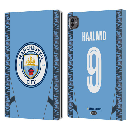 Manchester City Man City FC 2024/25 Players Home Kit Erling Haaland Leather Book Wallet Case Cover For Apple iPad Pro 11 M4 2024
