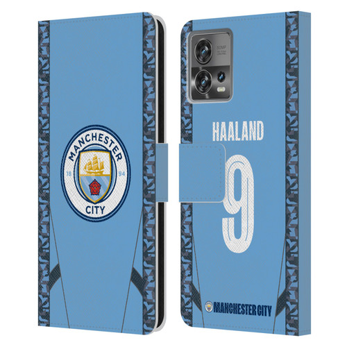 Manchester City Man City FC 2024/25 Players Home Kit Erling Haaland Leather Book Wallet Case Cover For Motorola Moto Edge 30 Fusion