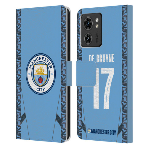 Manchester City Man City FC 2024/25 Players Home Kit Kevin De Bruyne Leather Book Wallet Case Cover For Motorola Moto Edge 40/Edge (2023)