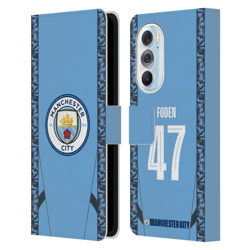 Manchester City Man City FC 2024/25 Players Home Kit Phil Foden Leather Book Wallet Case Cover For Motorola Edge X30