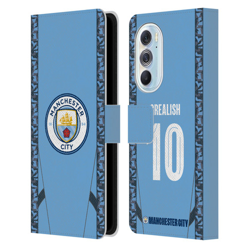 Manchester City Man City FC 2024/25 Players Home Kit Jack Grealish Leather Book Wallet Case Cover For Motorola Edge X30