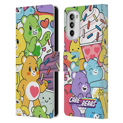 Care Bears Sweet And Savory Character Pattern Leather Book Wallet Case Cover For Motorola Moto G52