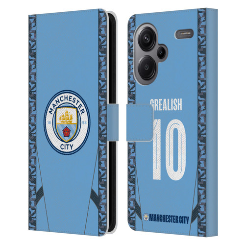 Manchester City Man City FC 2024/25 Players Home Kit Jack Grealish Leather Book Wallet Case Cover For Xiaomi Redmi Note 13 Pro Plus 5G