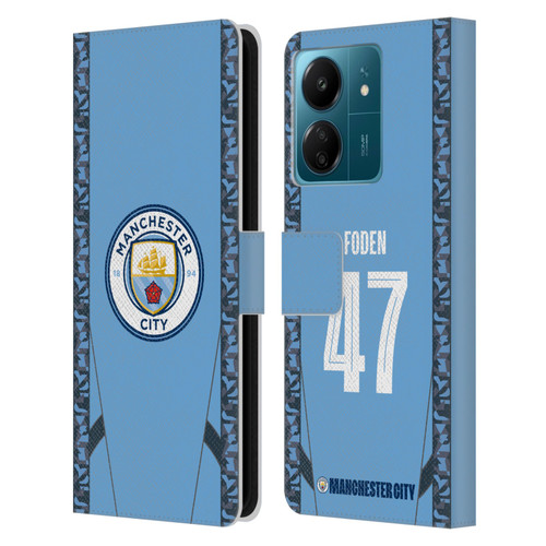 Manchester City Man City FC 2024/25 Players Home Kit Phil Foden Leather Book Wallet Case Cover For Xiaomi Redmi 13C 4G