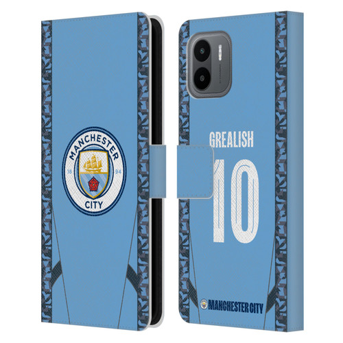 Manchester City Man City FC 2024/25 Players Home Kit Jack Grealish Leather Book Wallet Case Cover For Xiaomi Redmi A2