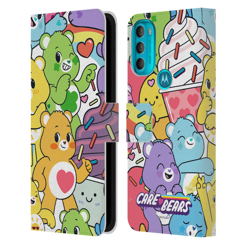 Care Bears Sweet And Savory Character Pattern Leather Book Wallet Case Cover For Motorola Moto G71 5G