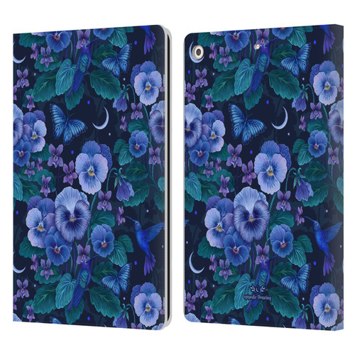 Episodic Drawing Florals & Serpents Violet Blue Flowers Leather Book Wallet Case Cover For Apple iPad 10.2 2019/2020/2021