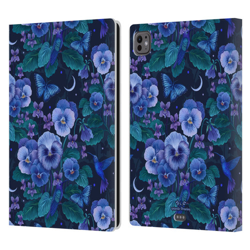 Episodic Drawing Florals & Serpents Violet Blue Flowers Leather Book Wallet Case Cover For Apple iPad Pro 11 M4 2024