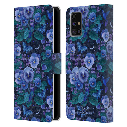 Episodic Drawing Florals & Serpents Violet Blue Flowers Leather Book Wallet Case Cover For Samsung Galaxy M31s (2020)
